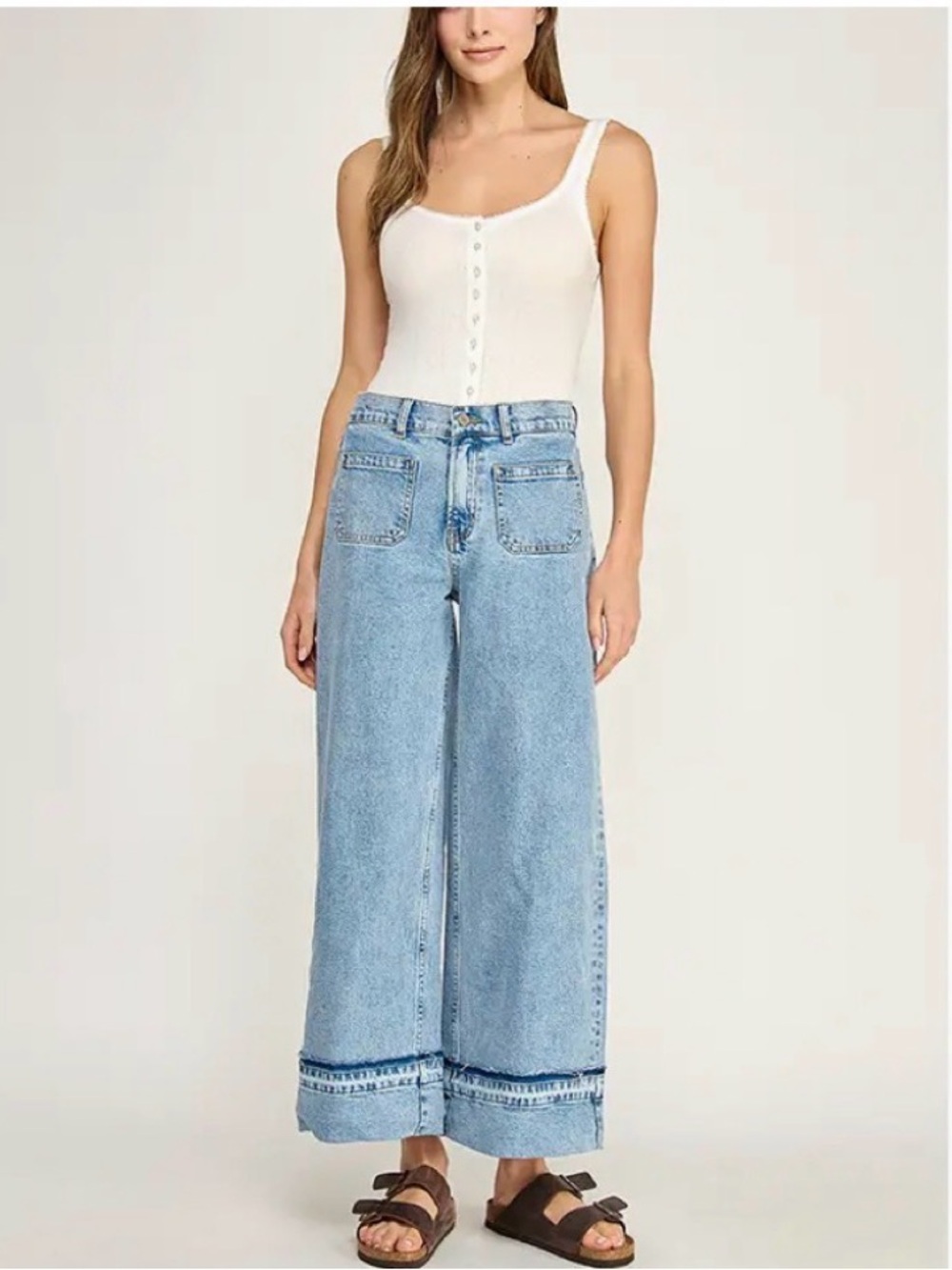 Miss Love Wide Leg Cuffed denim jeans size small